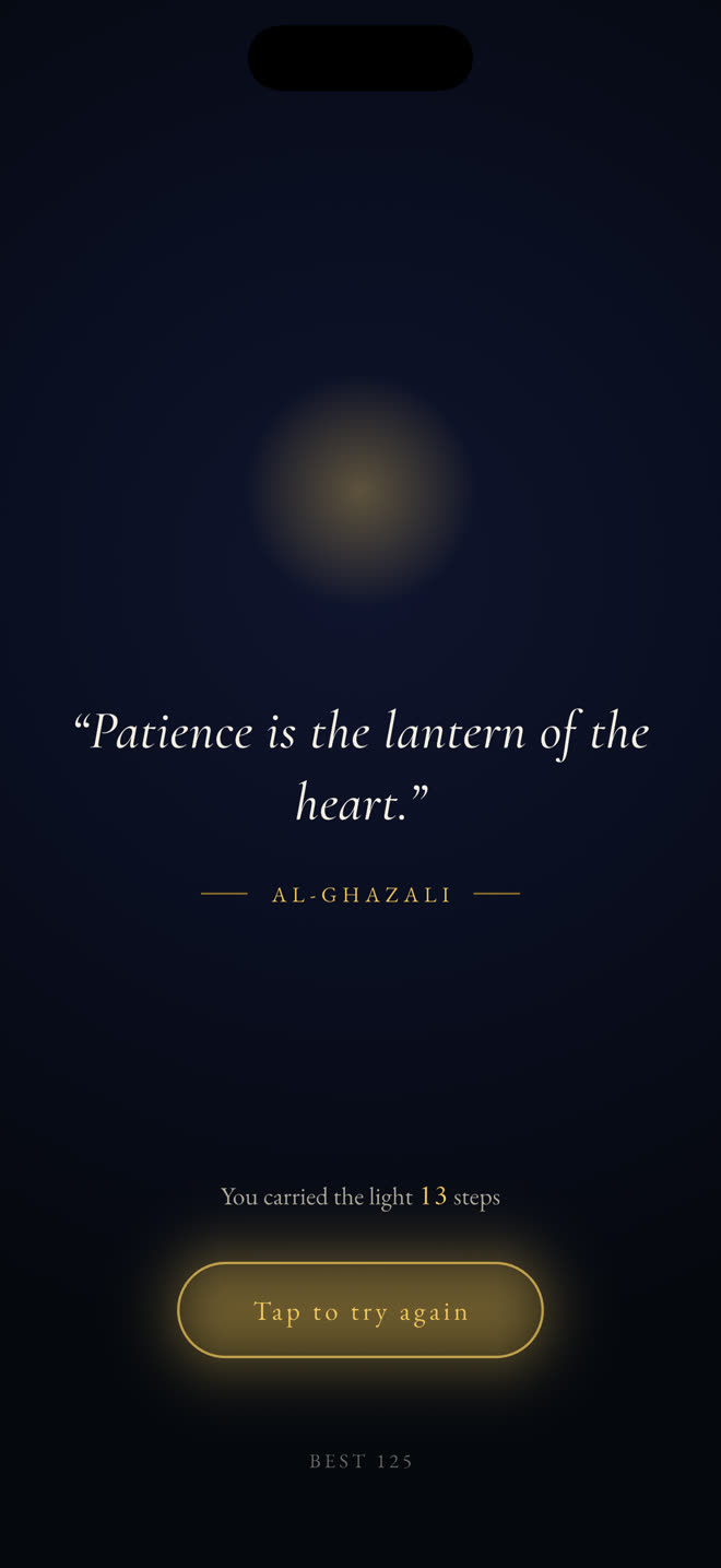 Misbah reflection screen: Patience is the lantern of the heart, after al-Ghazali
